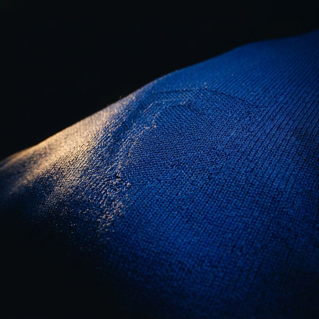 Macro of royal blue performance jersey knit